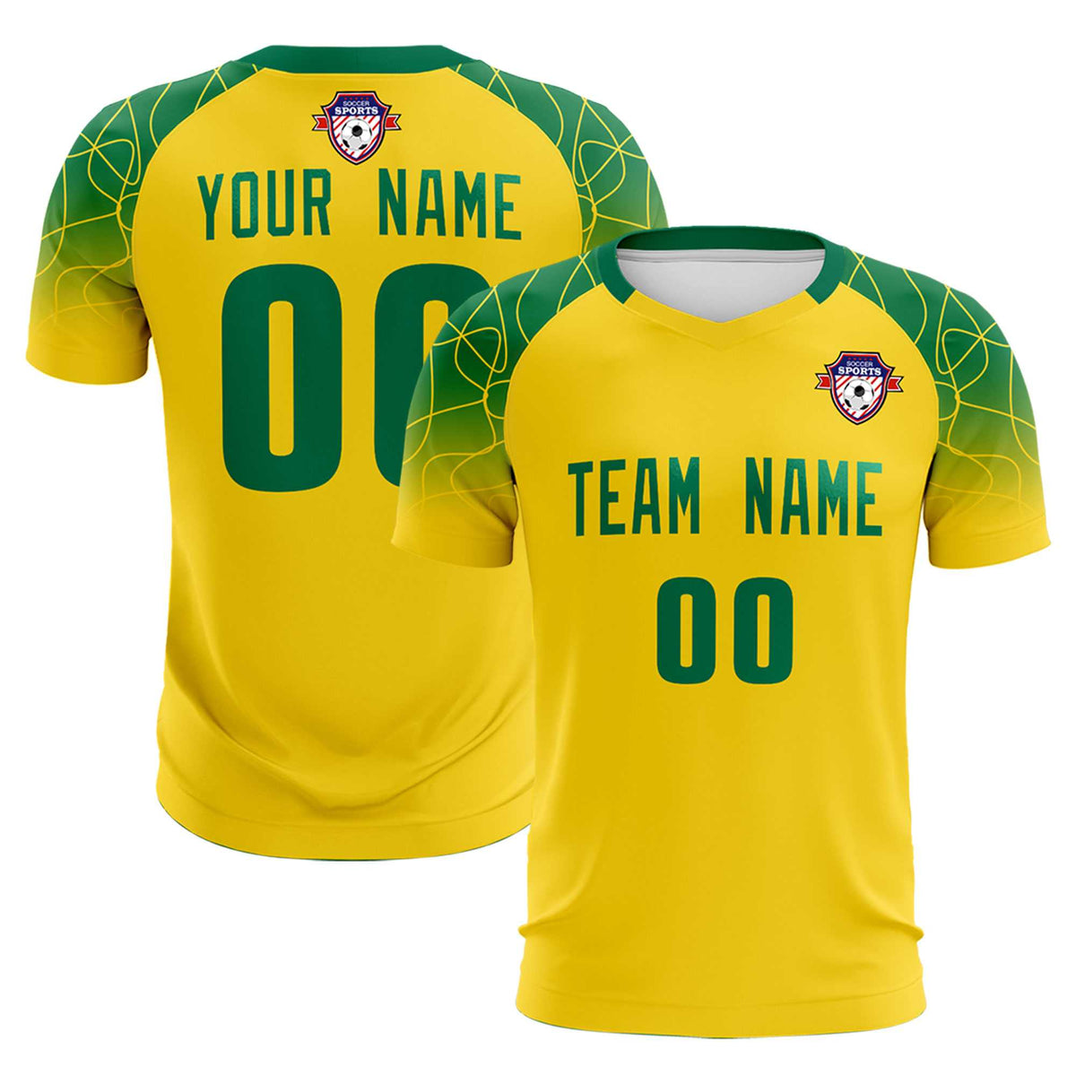Custom Gold Classic Soccer Training Kit Jersey For Adults/Kids