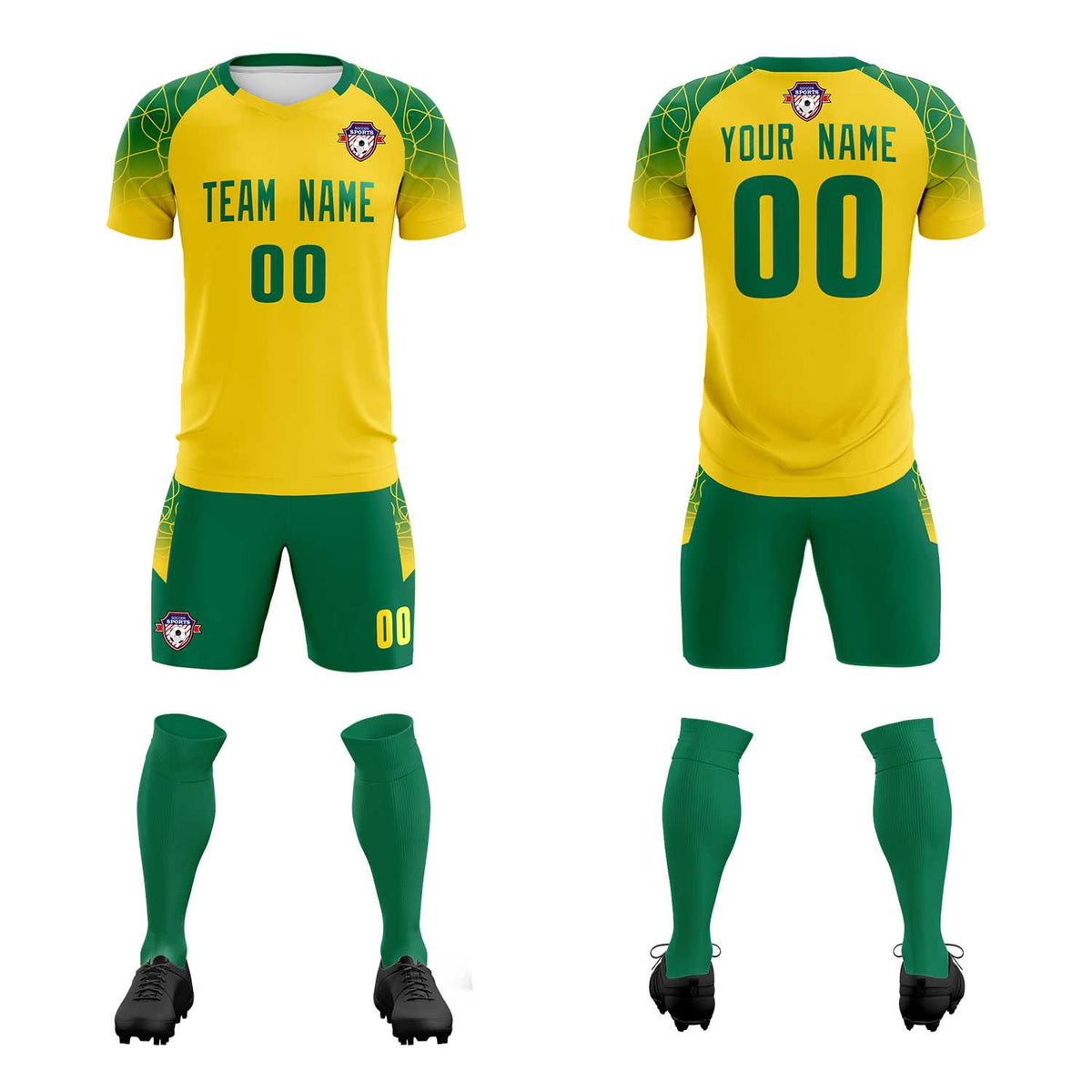 Custom Gold Classic Soccer Training Kit Jersey For Adults/Kids