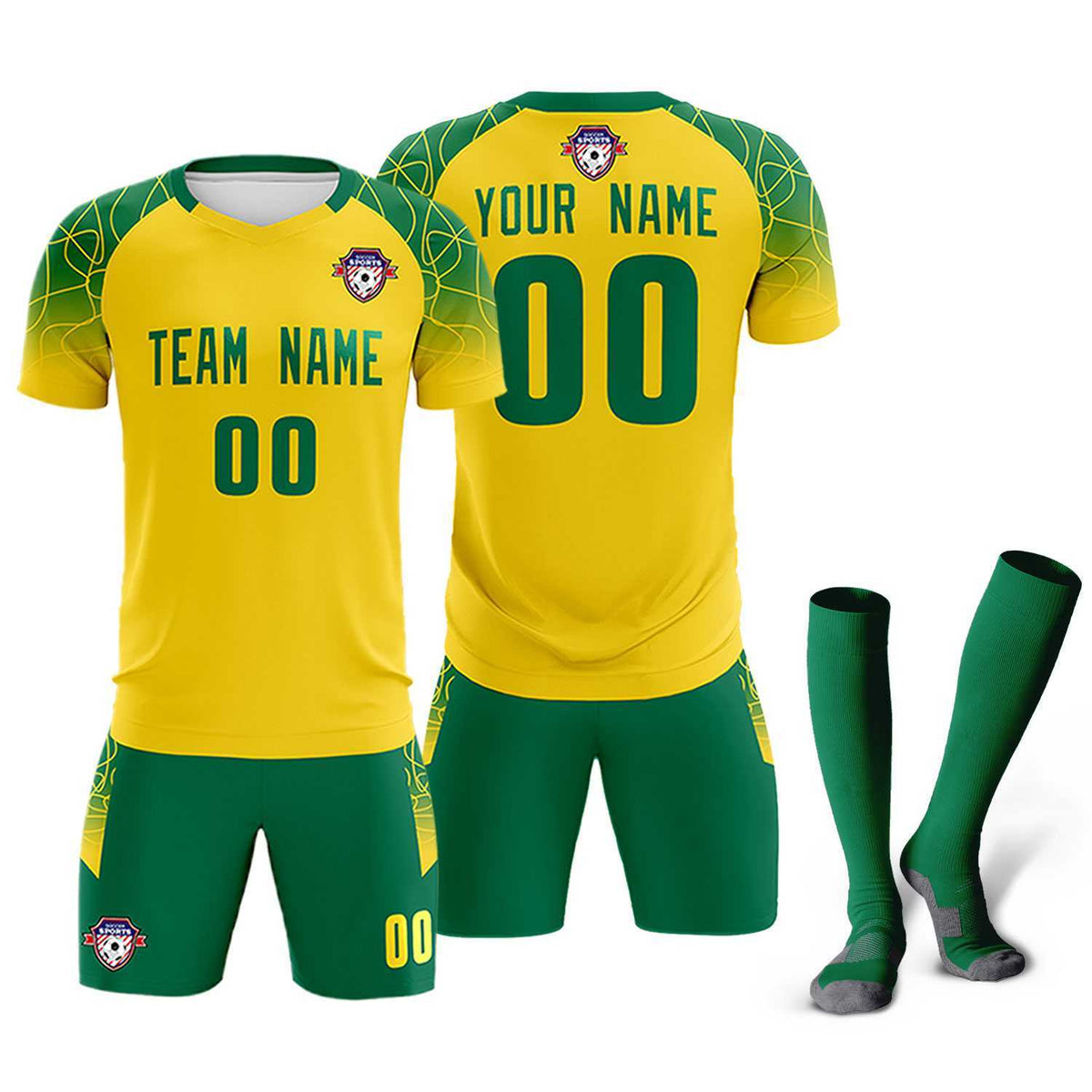 Custom Gold Classic Soccer Training Kit Jersey For Adults/Kids