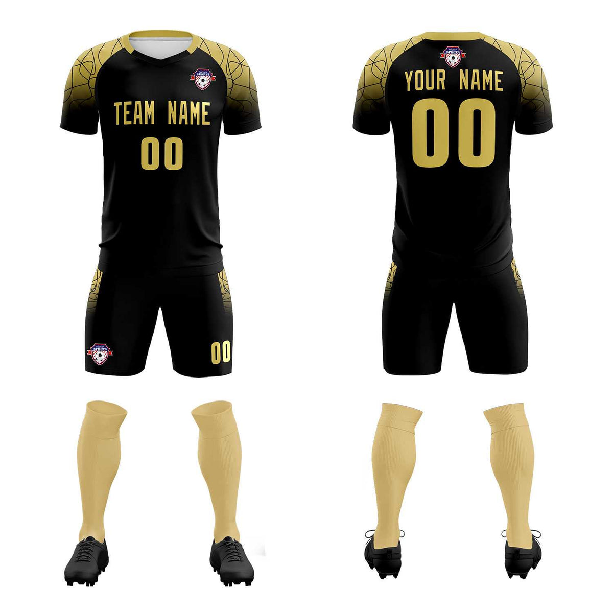 Custom Black Classic Soccer Training Kit Jersey For Adults/Kids