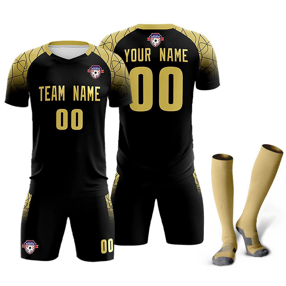 Custom Black Classic Soccer Training Kit Jersey For Adults/Kids