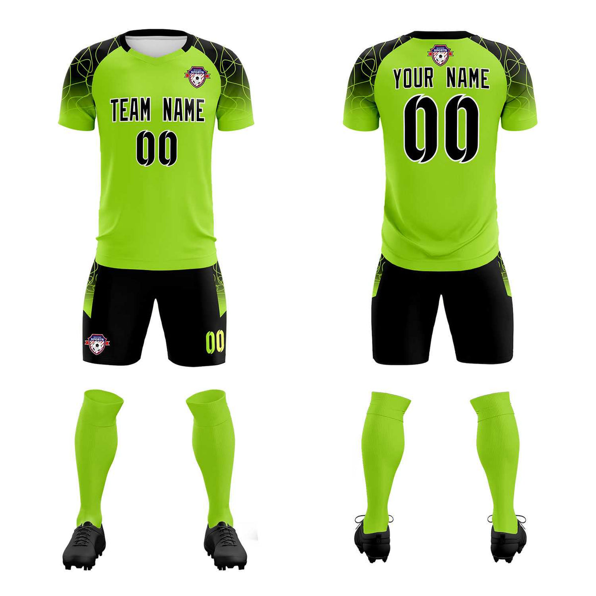 Custom Neon Green Classic Soccer Training Sets Jersey For Adults/Kids