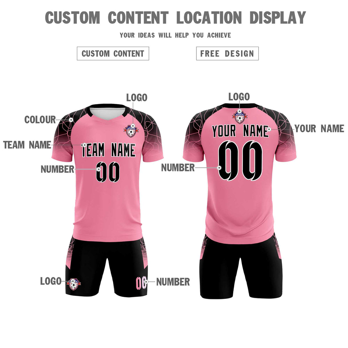 Custom Light Pink Classic Soccer Training Sets Jersey For Adults/Kids