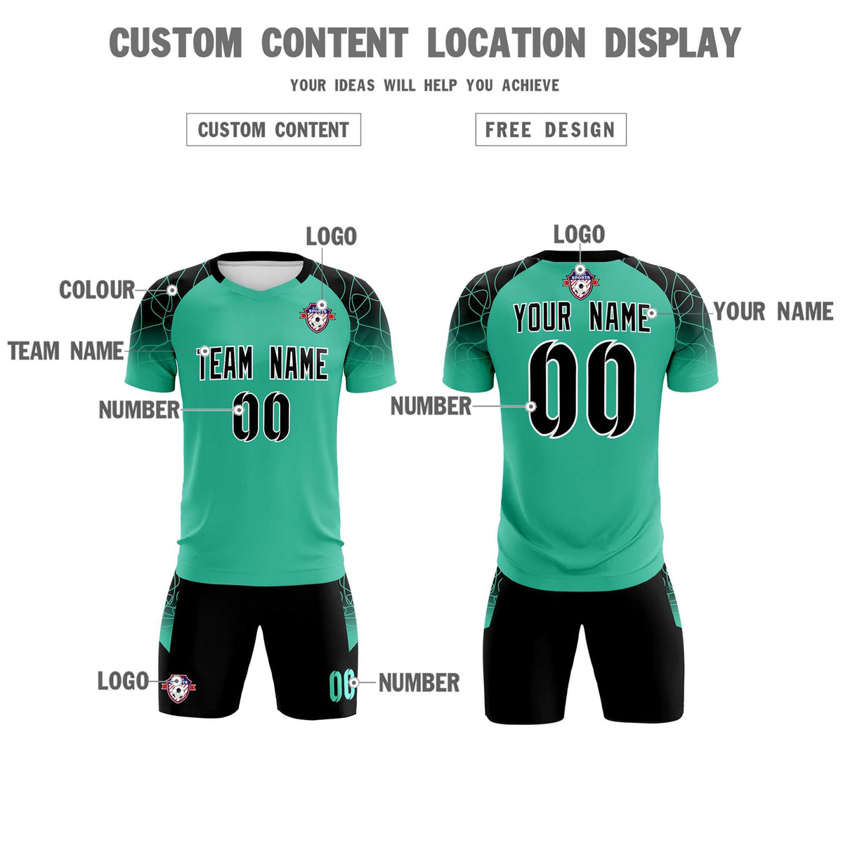 Custom Green Classic Soccer Training Sets Jersey For Adults/Kids