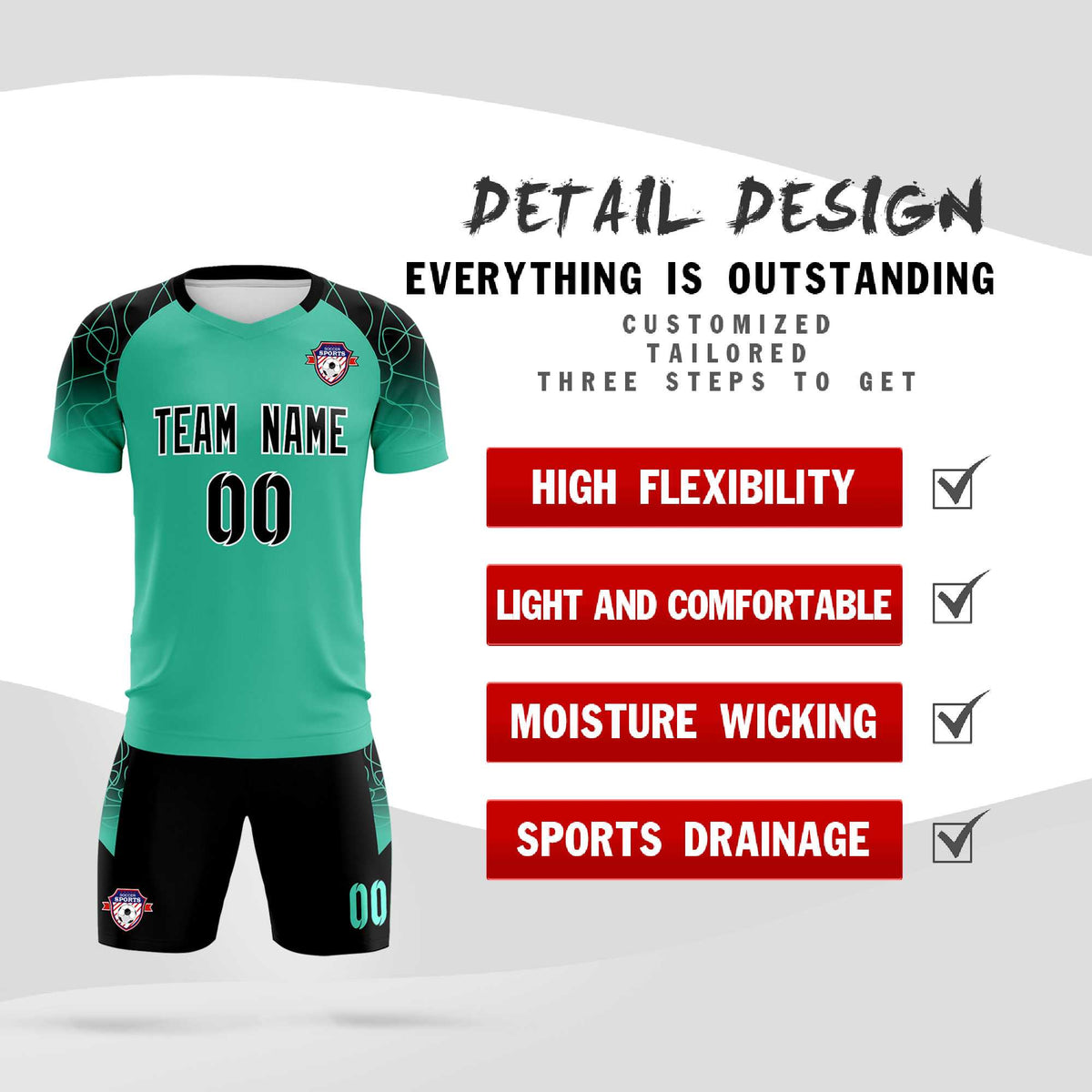 Custom Green Classic Soccer Training Kit Jersey For Adults/Kids