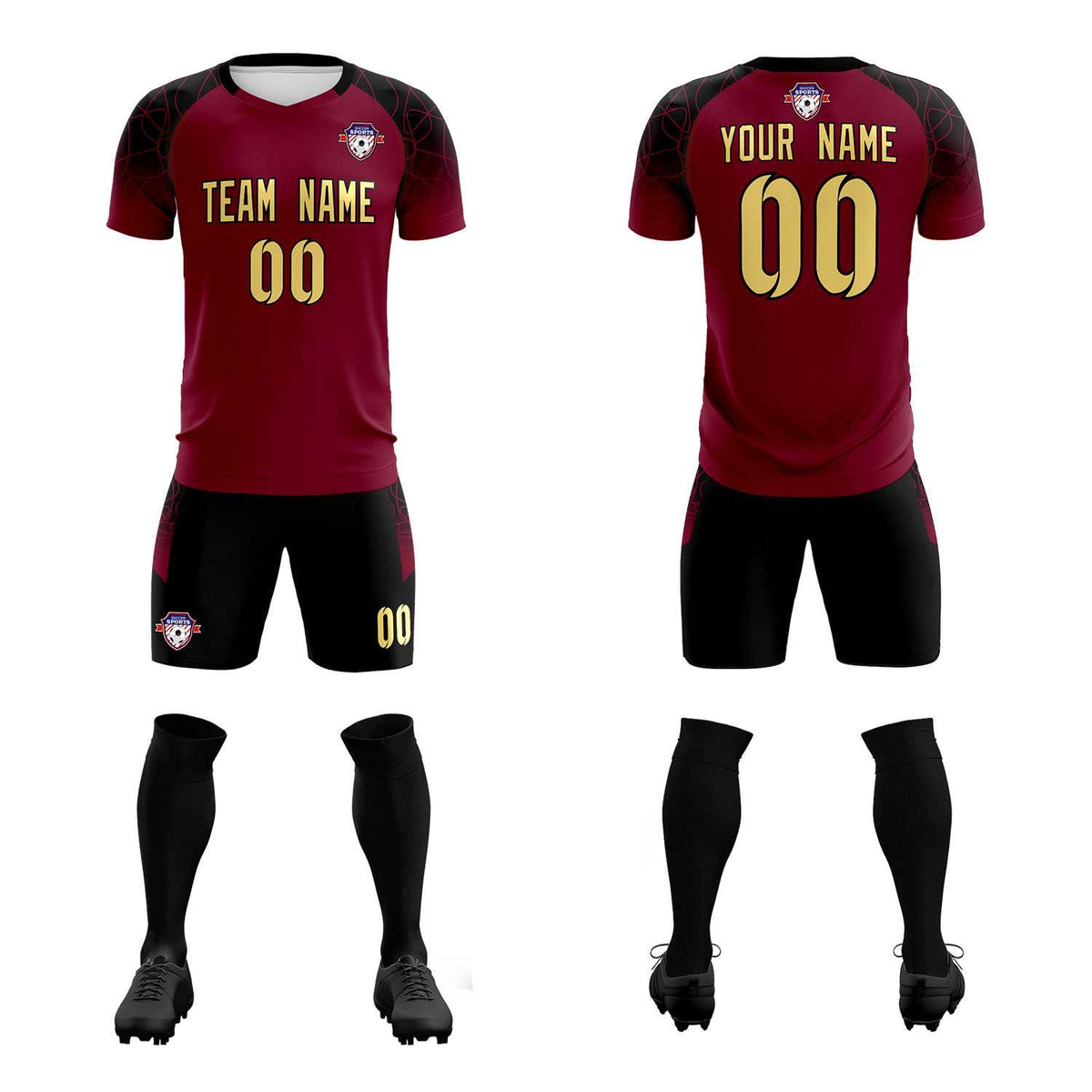 Custom Crimson Classic Soccer Training Sets Jersey For Adults/Kids