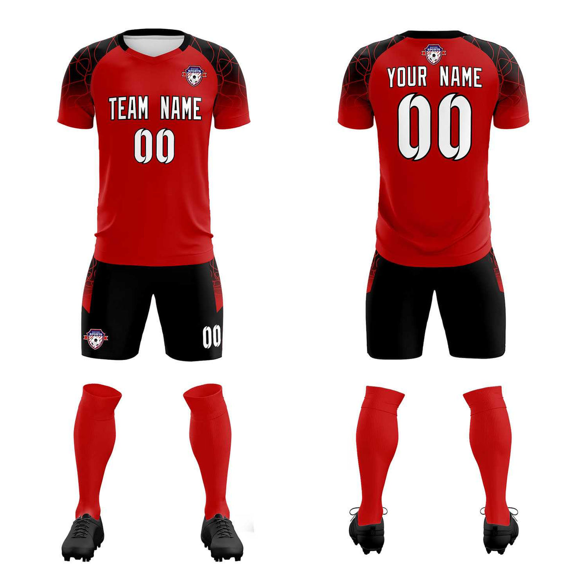 Custom Red Classic Soccer Training Sets Jersey For Adults/Kids