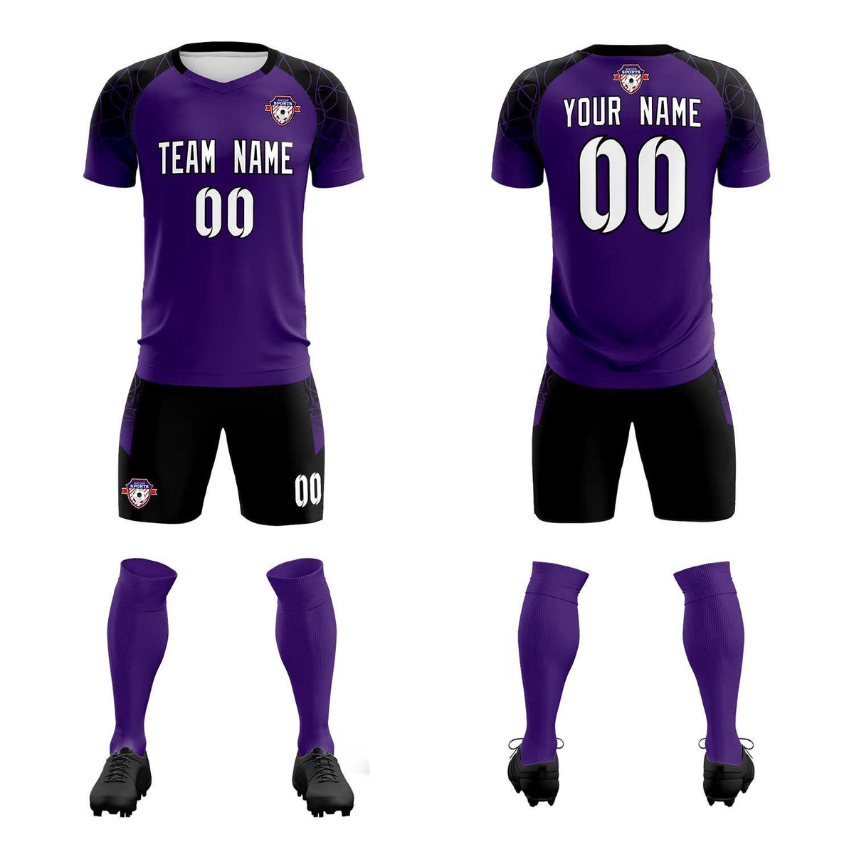 Custom Purple Classic Soccer Training Kit Jersey For Adults/Kids