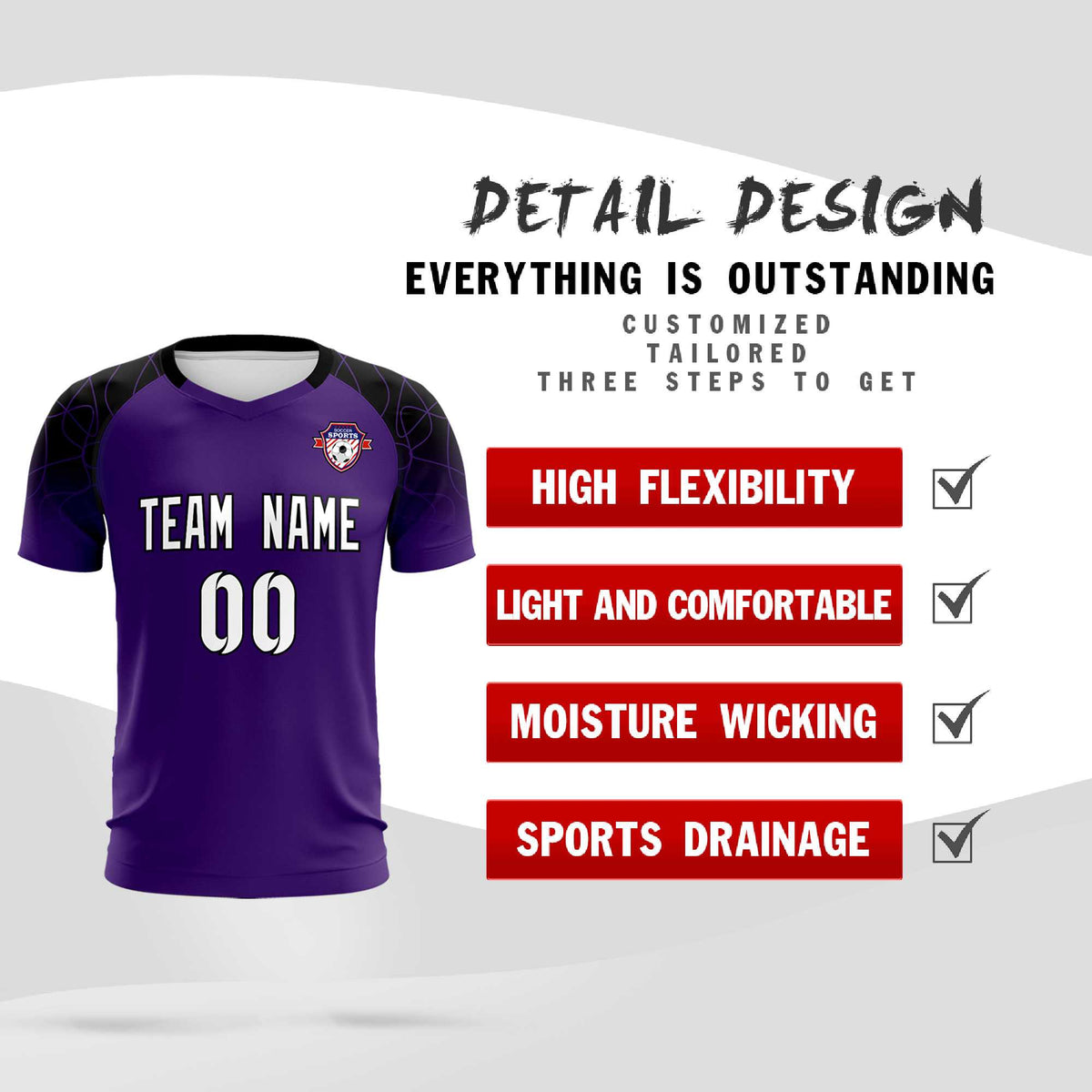Custom Purple Classic Soccer Training Kit Jersey For Adults/Kids
