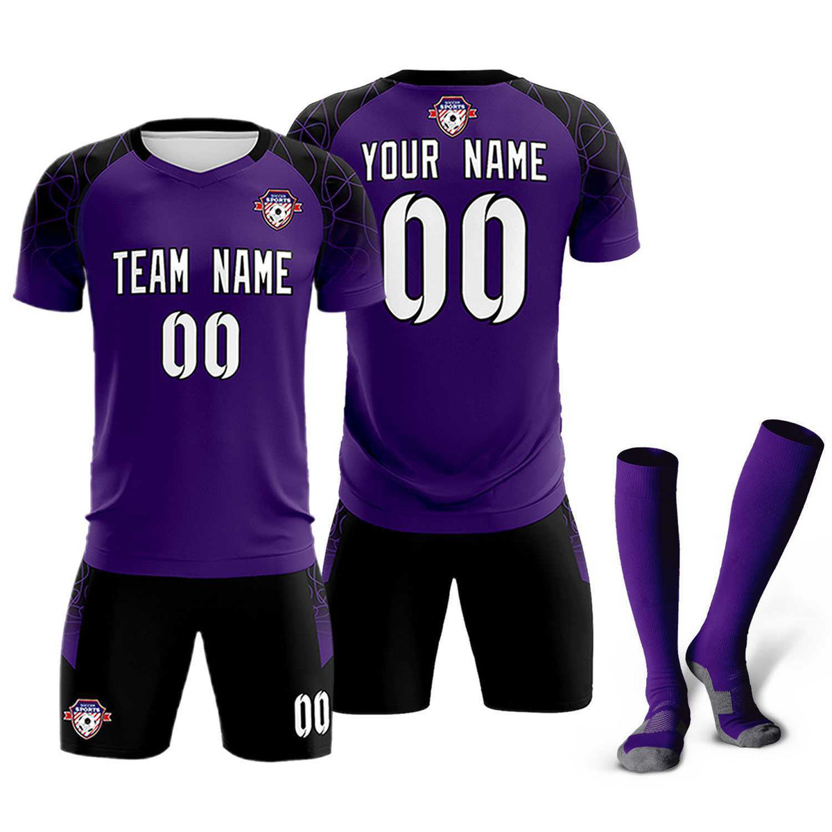 Custom Purple Classic Soccer Training Kit Jersey For Adults/Kids