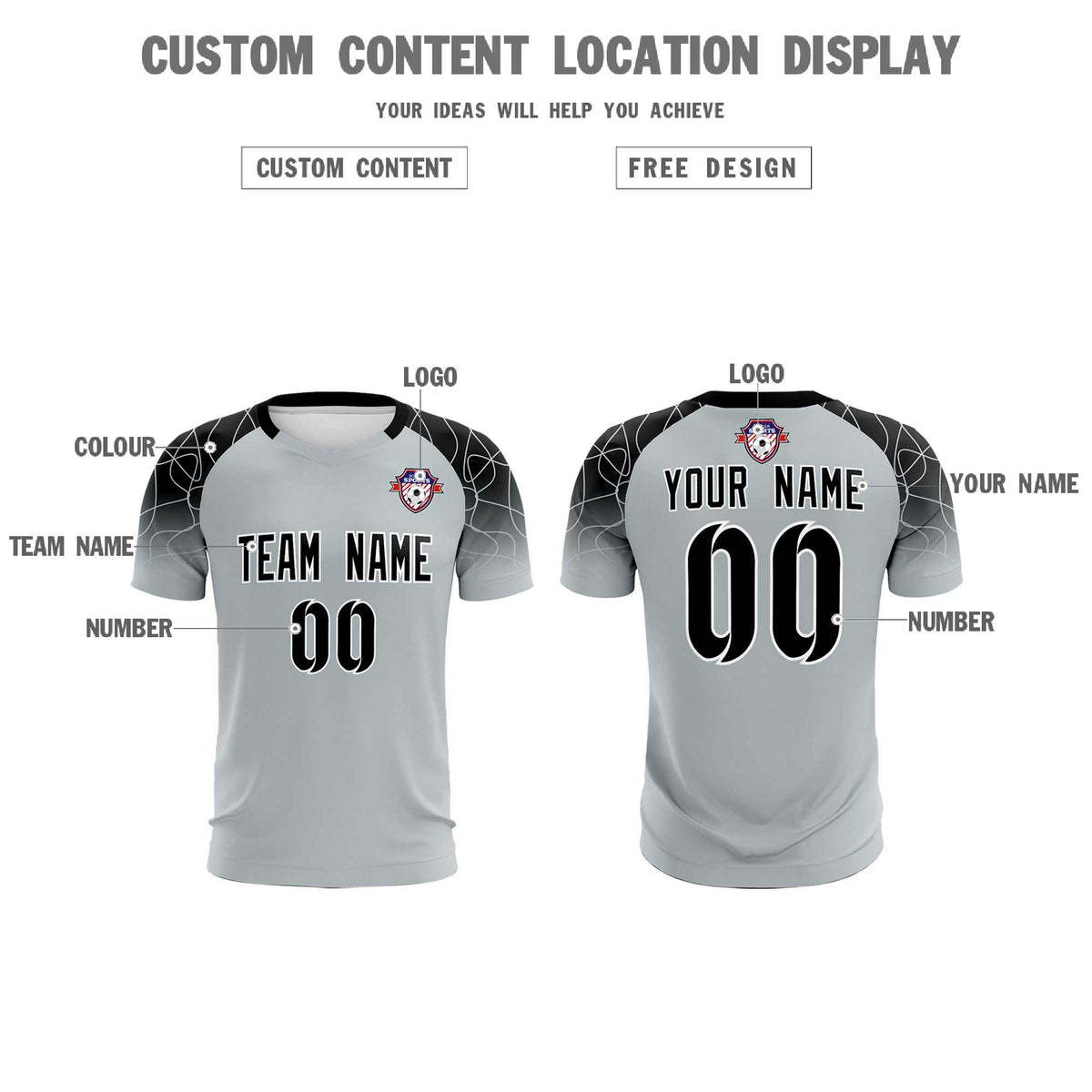 Custom Silver Classic Soccer Training Sets Jersey For Adults/Kids