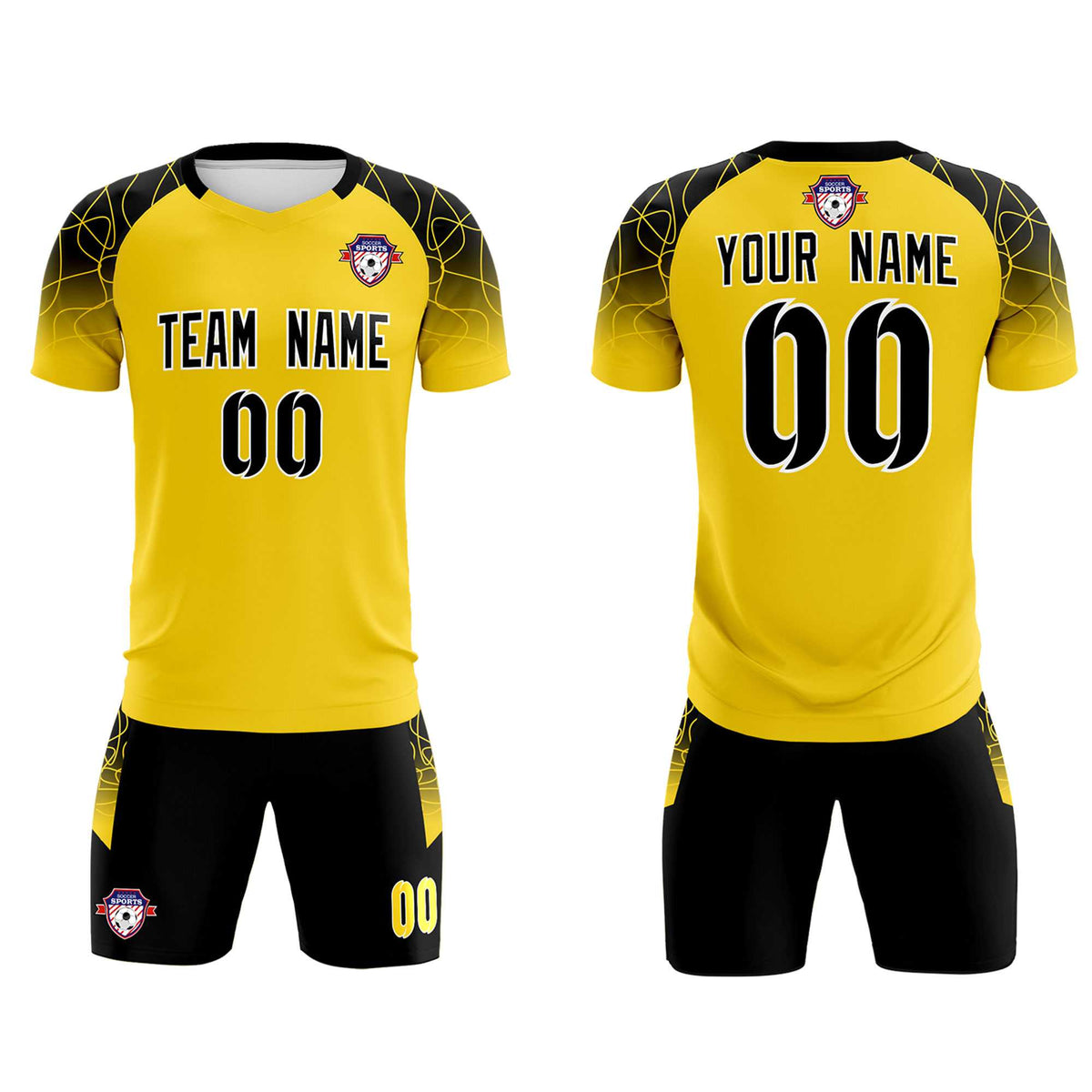 Custom Gold Classic Soccer Training Kit Jersey For Adults/Kids