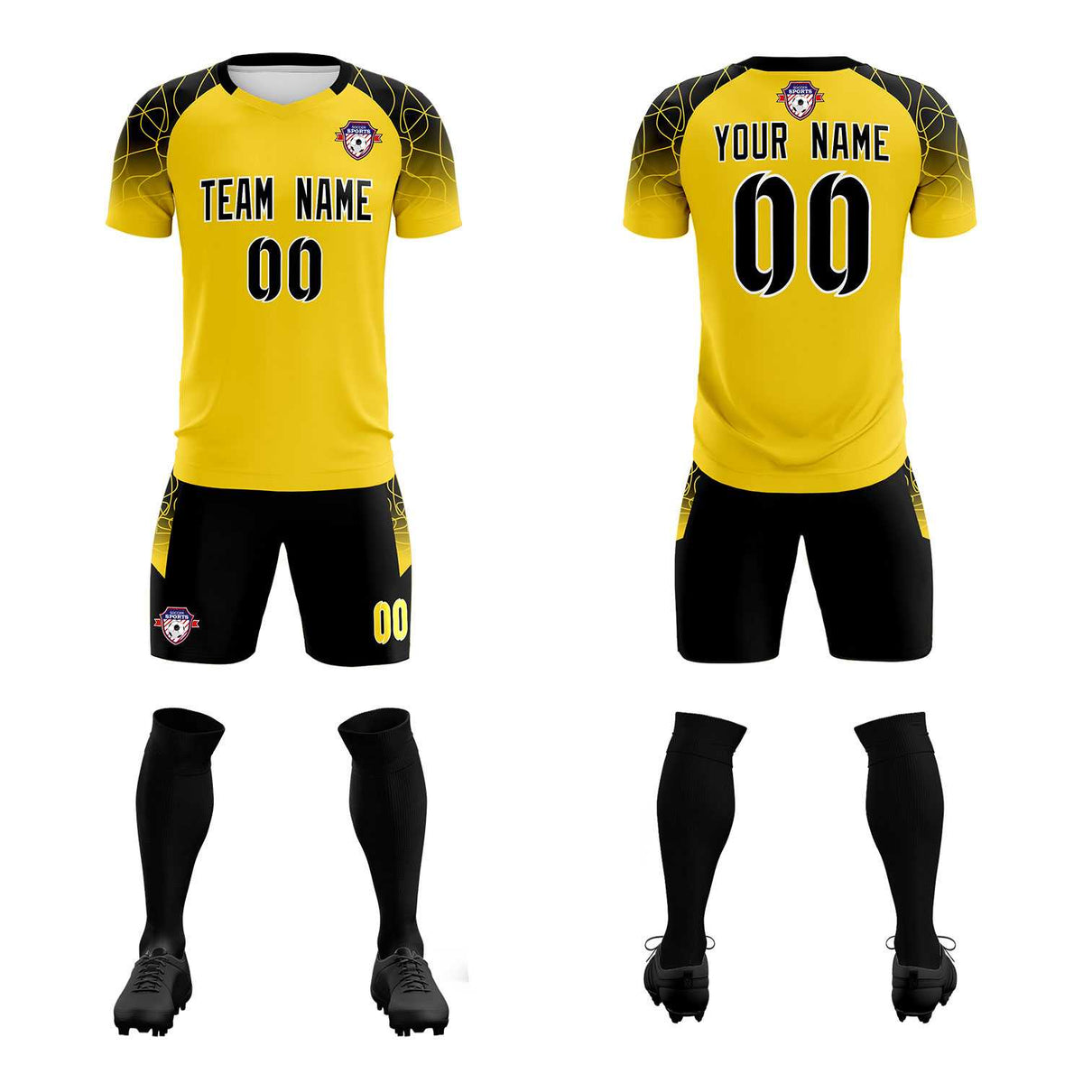 Custom Gold Classic Soccer Training Kit Jersey For Adults/Kids