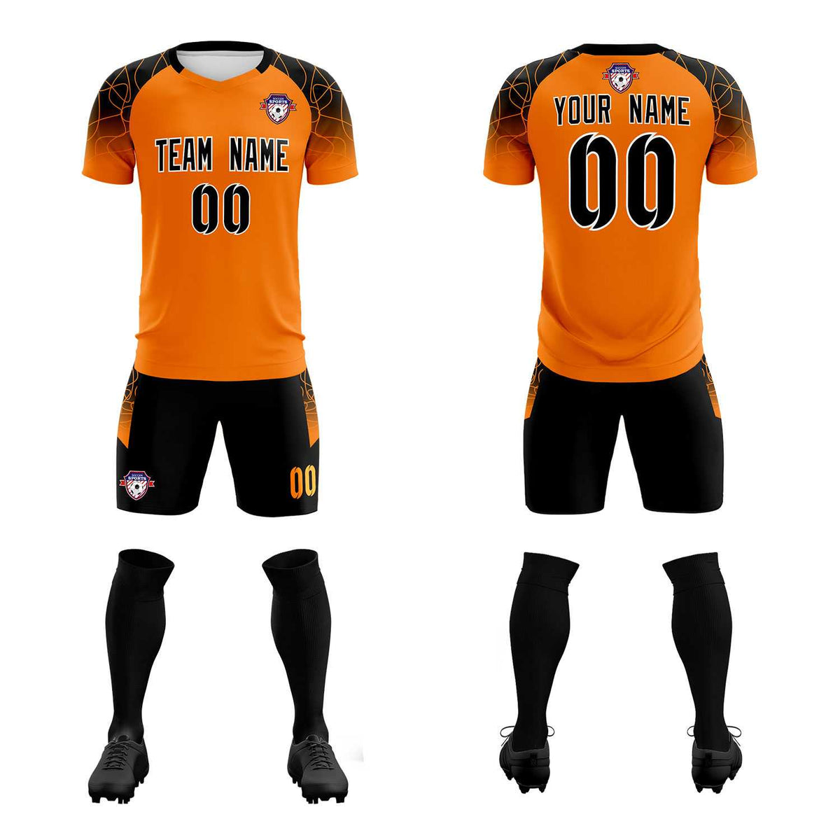 Custom Orange Classic Soccer Training Sets Jersey For Adults/Kids