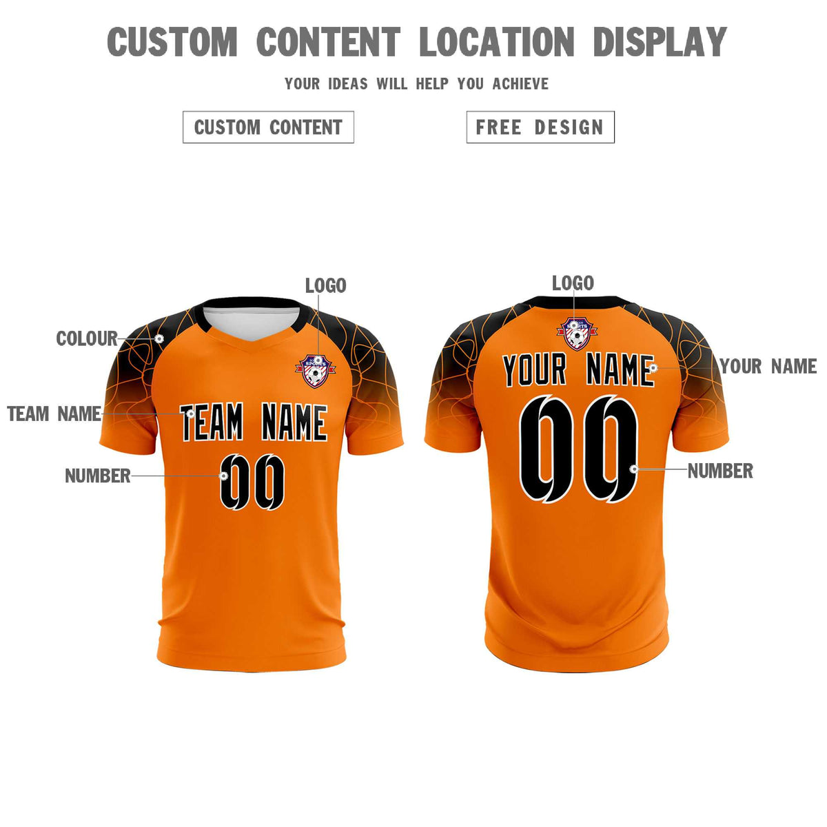 Custom Orange Classic Soccer Training Kit Jersey For Adults/Kids