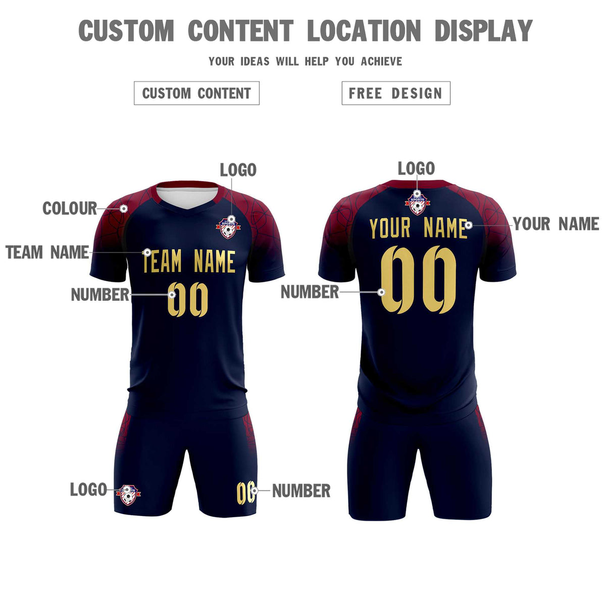 Custom Navy Classic Soccer Training Kit Jersey For Adults/Kids