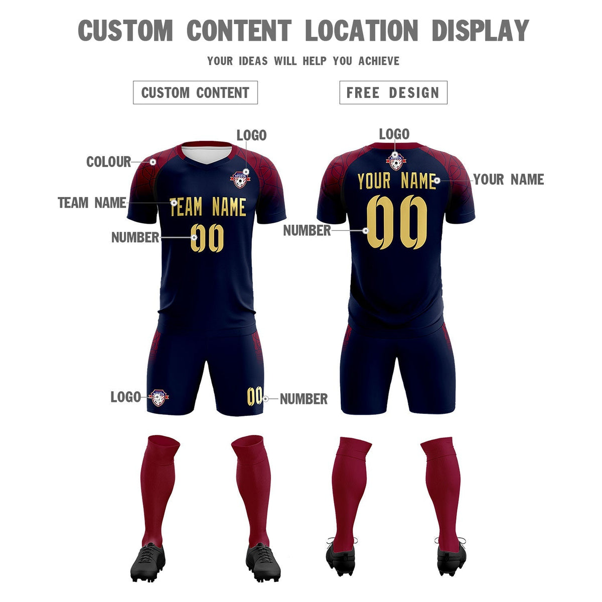 Custom Navy Classic Soccer Training Kit Jersey For Adults/Kids