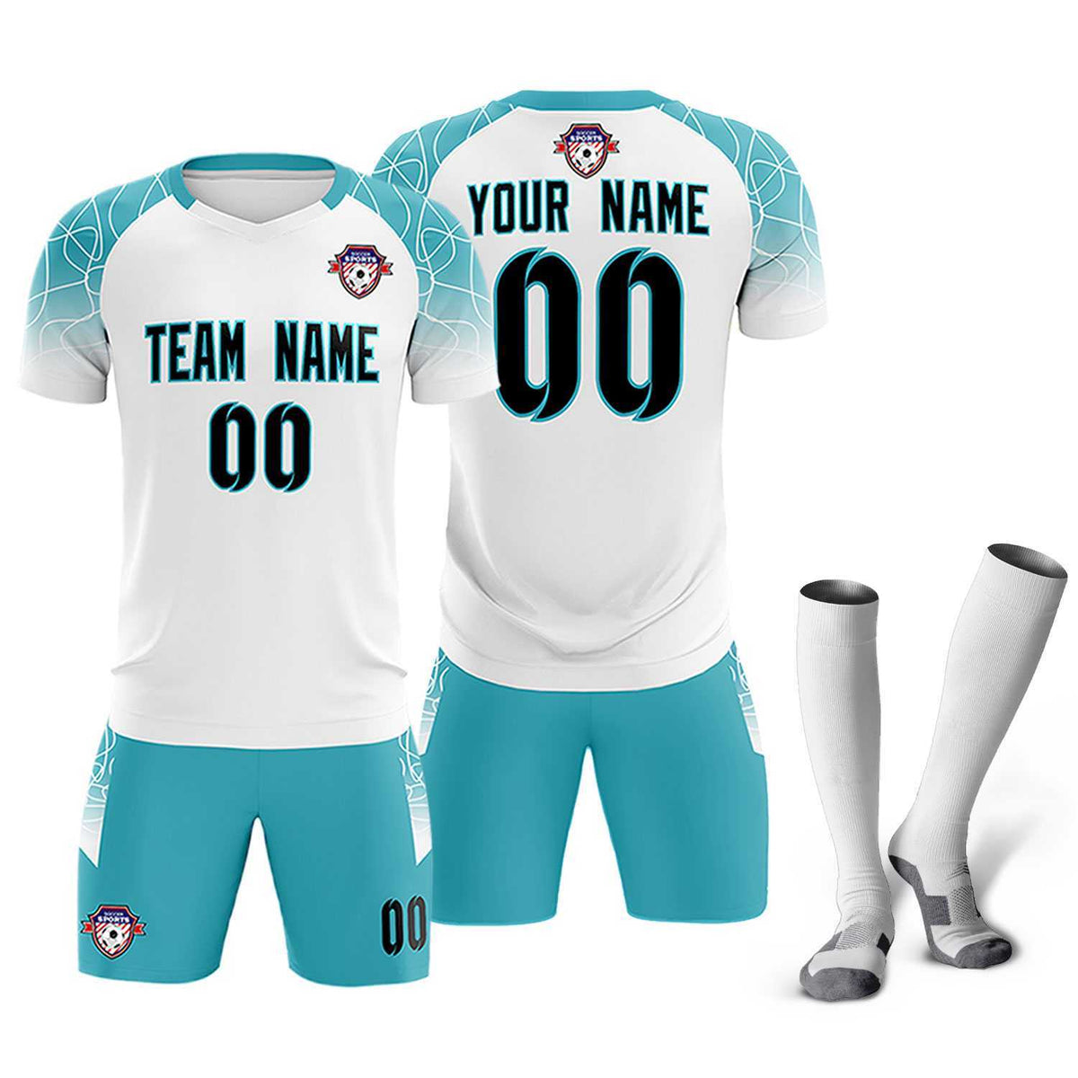 Custom White Classic Soccer Training Sets Jersey For Adults/Kids