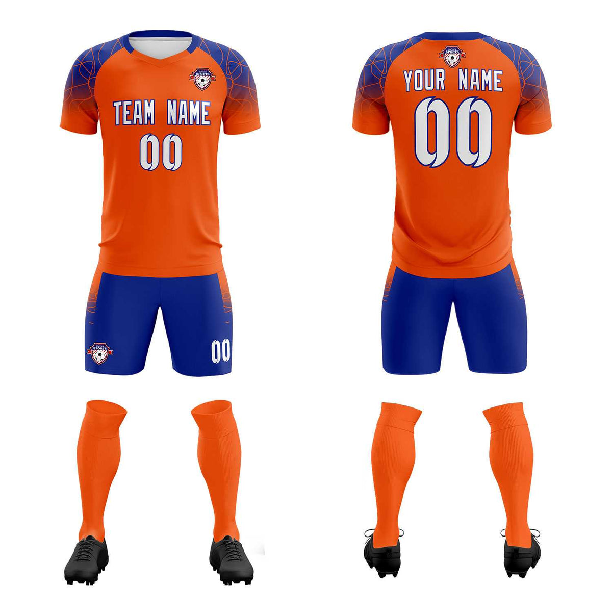 Custom Orange Classic Soccer Training Kit Jersey For Adults/Kids
