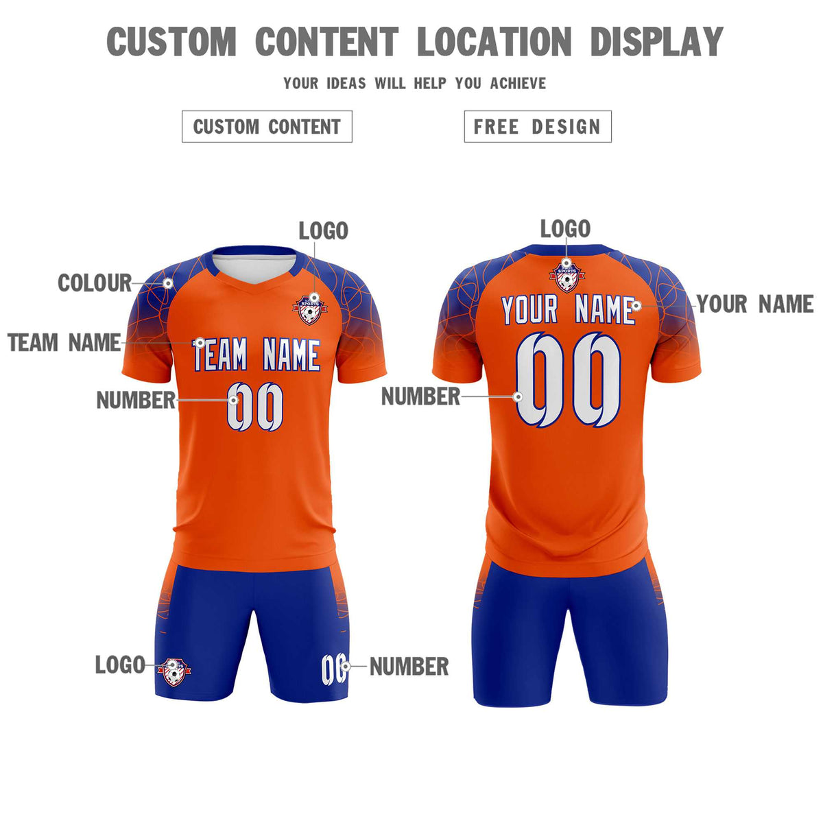Custom Orange Classic Soccer Training Kit Jersey For Adults/Kids