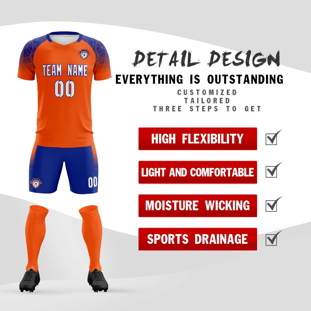 Custom Orange Classic Soccer Training Kit Jersey For Adults/Kids