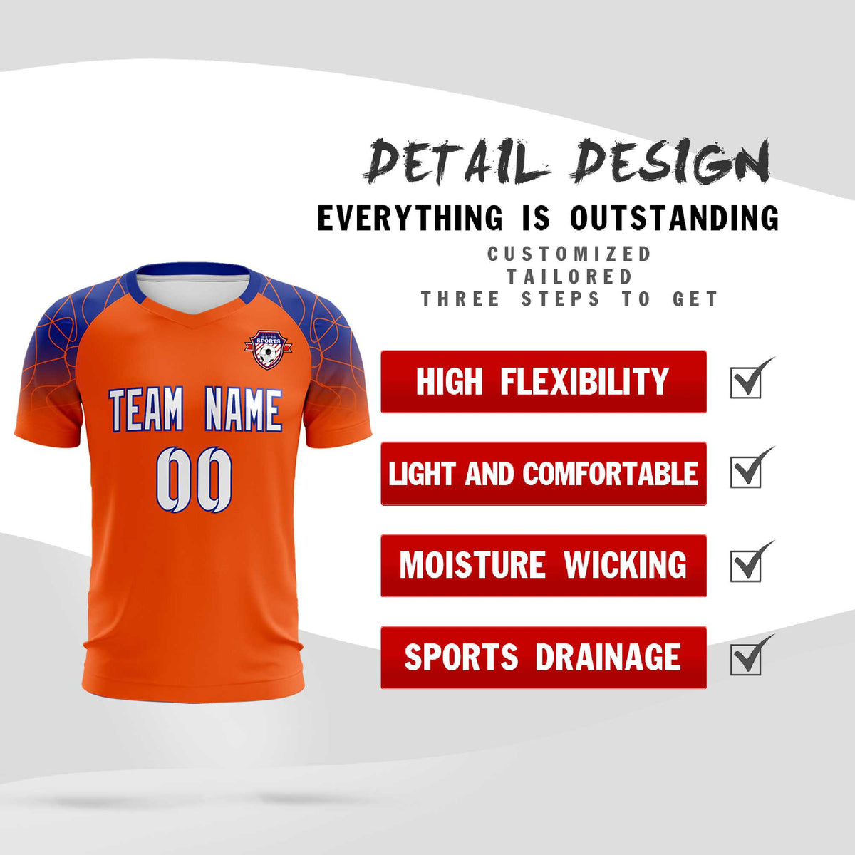 Custom Orange Classic Soccer Training Kit Jersey For Adults/Kids