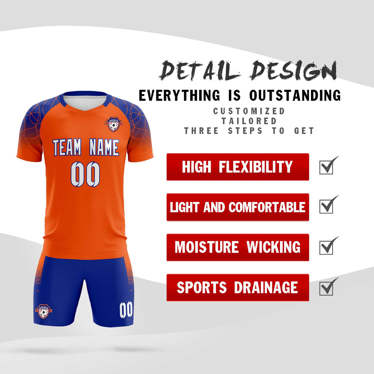Custom Orange Classic Soccer Training Kit Jersey For Adults/Kids