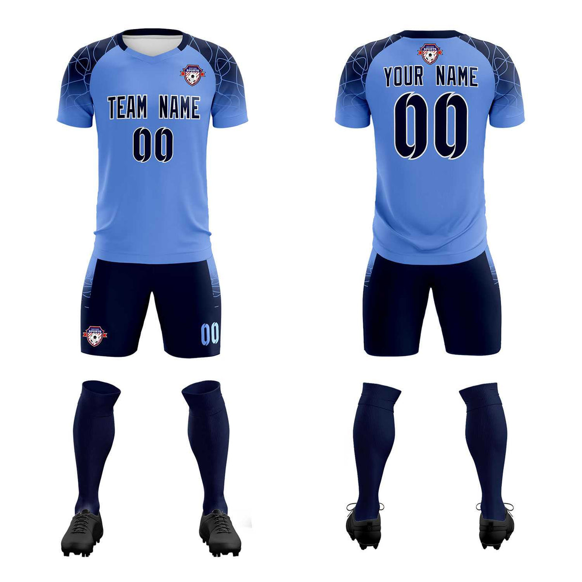 Custom Light Blue Classic Soccer Training Sets Jersey For Adults/Kids