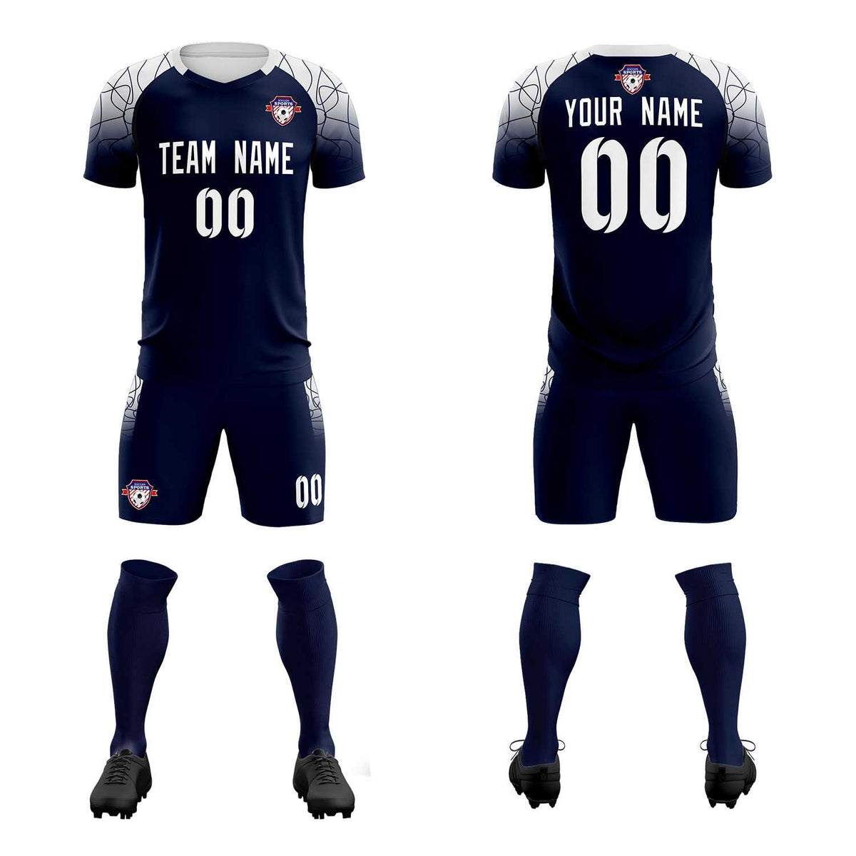 Custom Navy Classic Soccer Training Kit Jersey For Adults/Kids