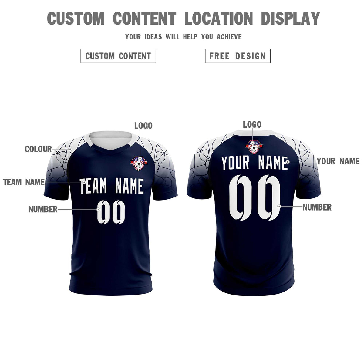 Custom Navy Classic Soccer Training Kit Jersey For Adults/Kids