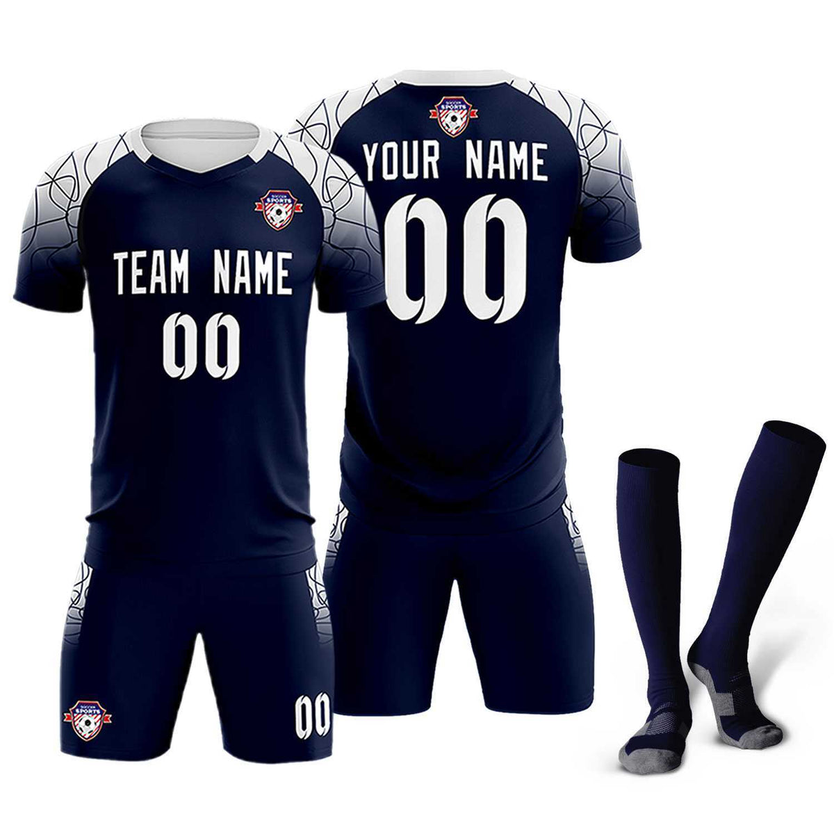 Custom Navy Classic Soccer Training Kit Jersey For Adults/Kids