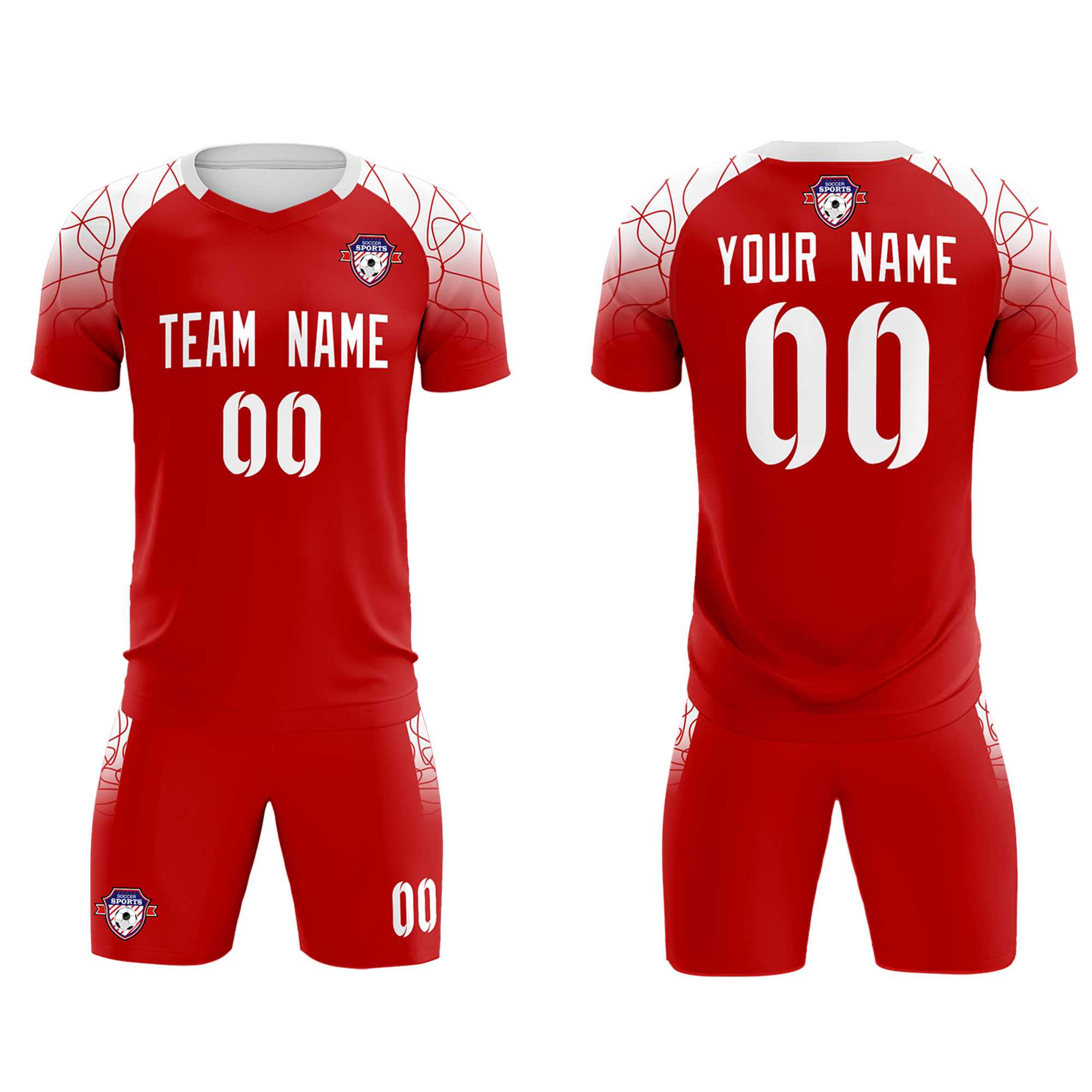 Custom Red Classic Soccer Training Sets Jersey For Adults/Kids