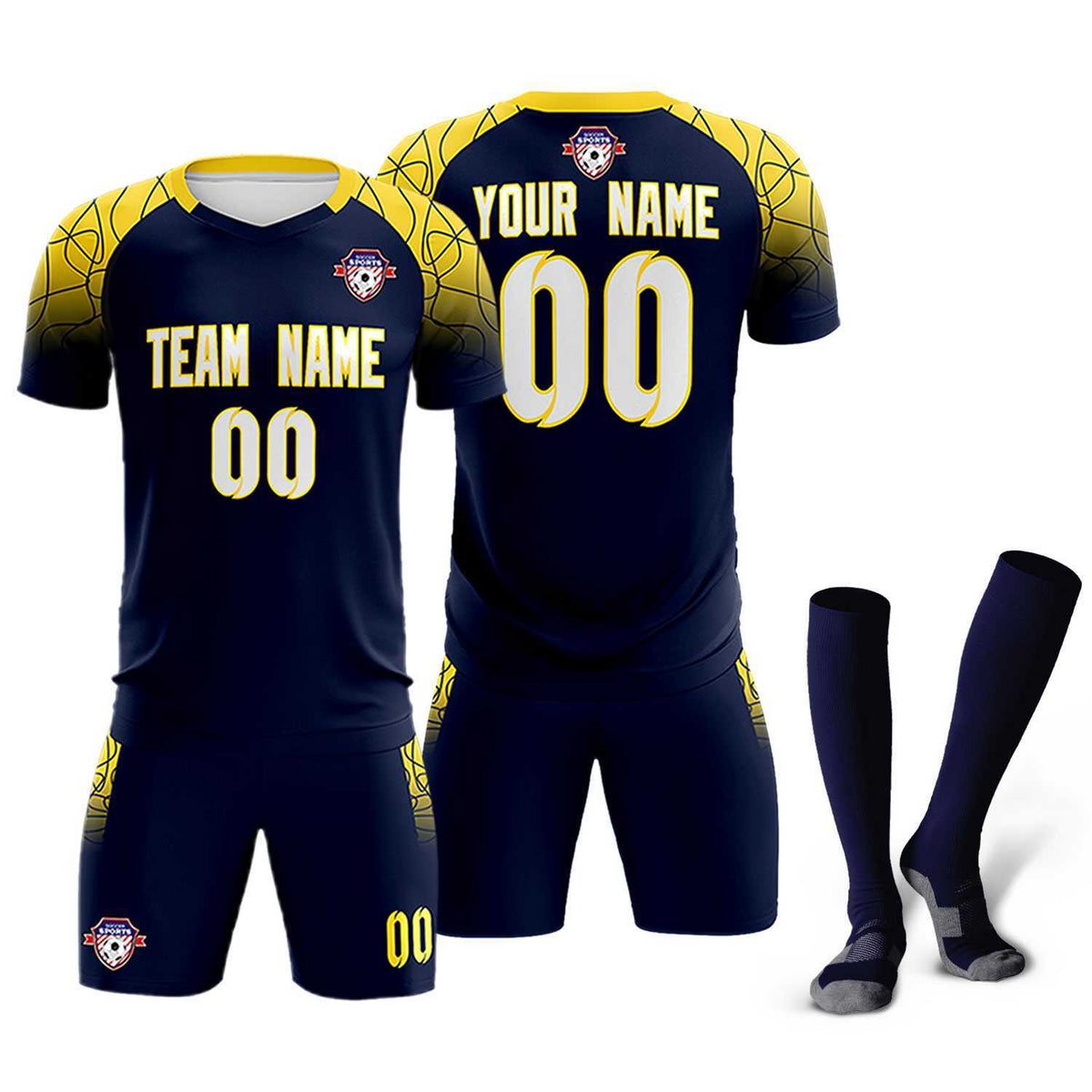 Custom Navy Classic Soccer Training Kit Jersey For Adults/Kids