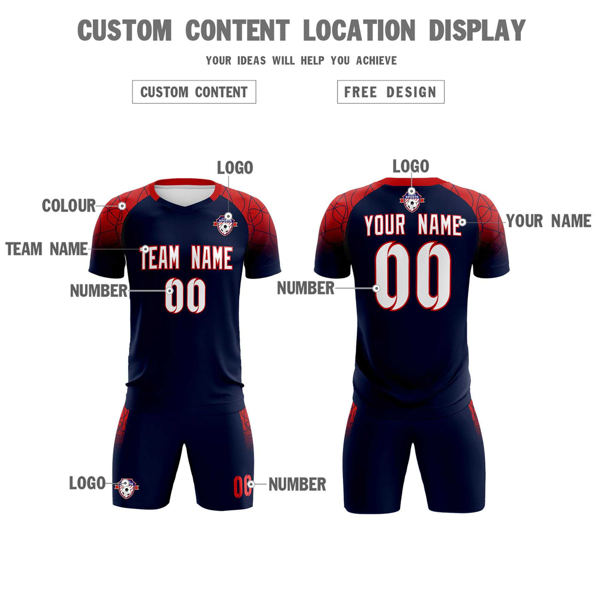 Custom Navy Classic Soccer Training Kit Jersey For Adults/Kids