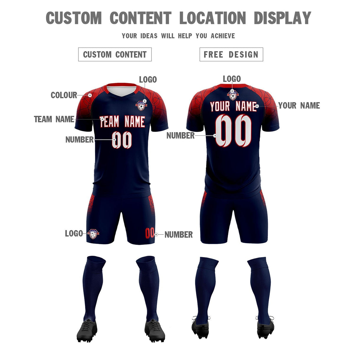 Custom Navy Classic Soccer Training Sets Jersey For Adults/Kids