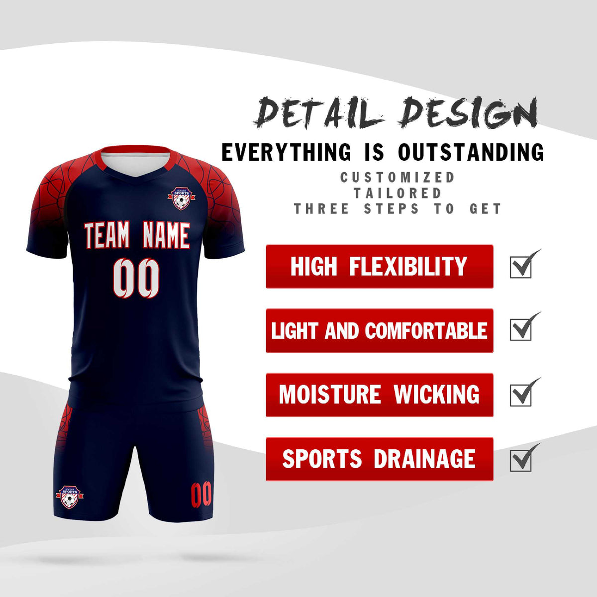 Custom Navy Classic Soccer Training Kit Jersey For Adults/Kids