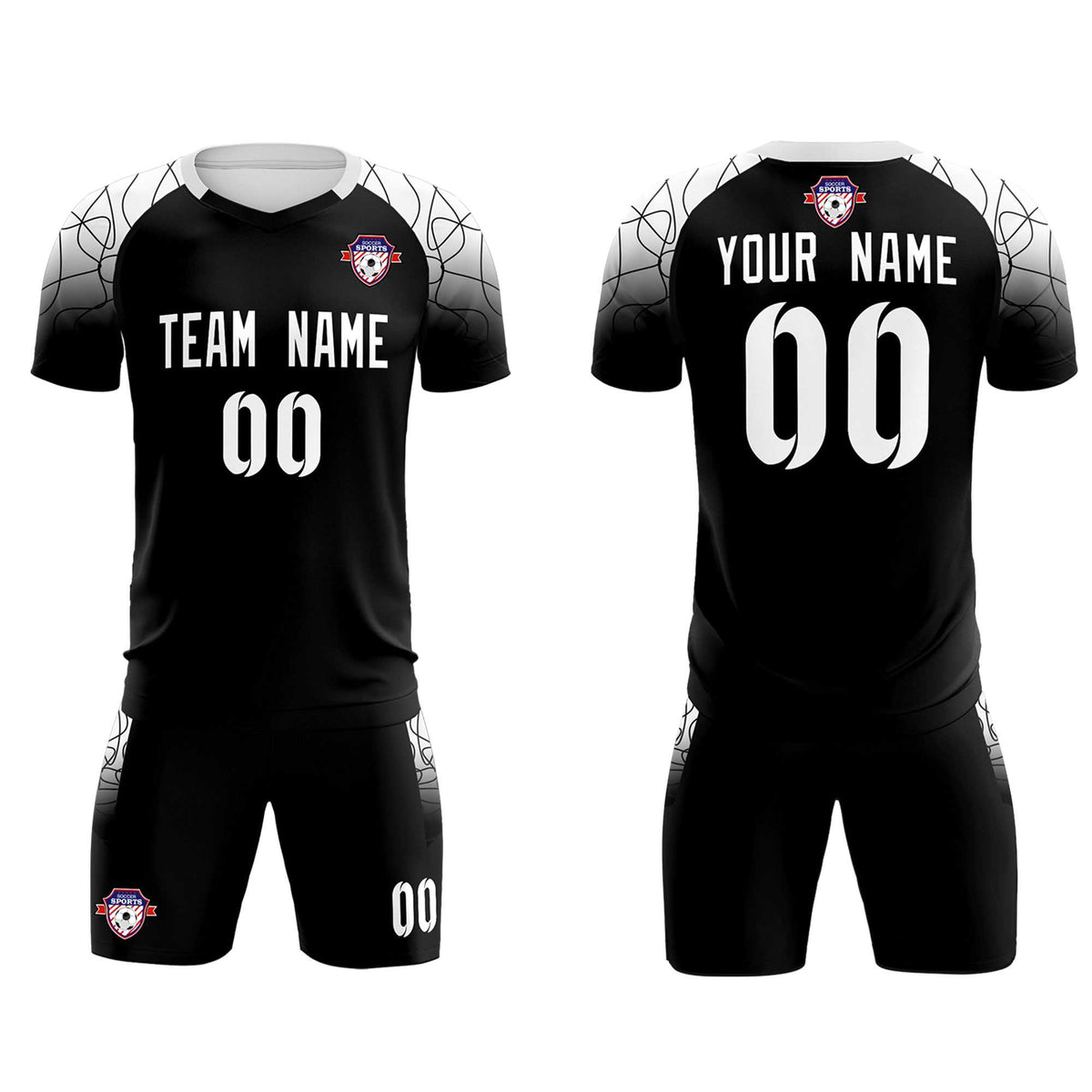 Custom Black Classic Soccer Training Kit Jersey For Adults/Kids