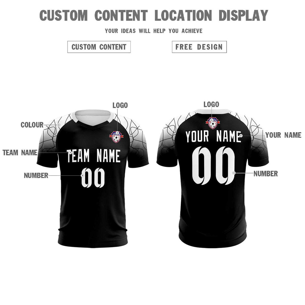 Custom Black Classic Soccer Training Kit Jersey For Adults/Kids