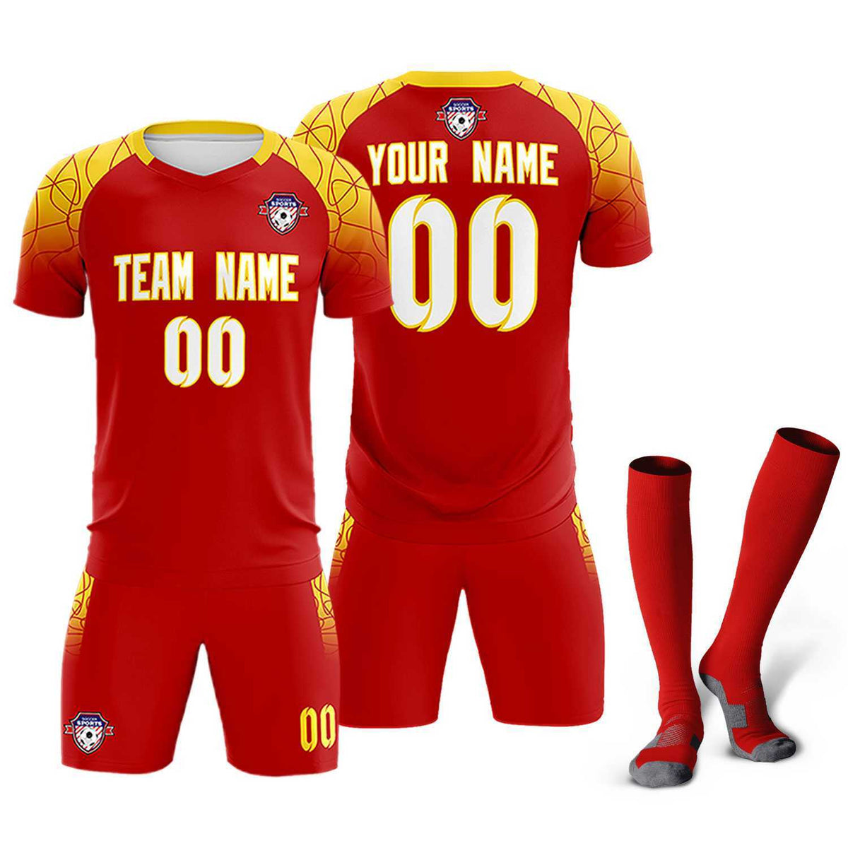 Custom Red Classic Soccer Training Sets Jersey For Adults/Kids