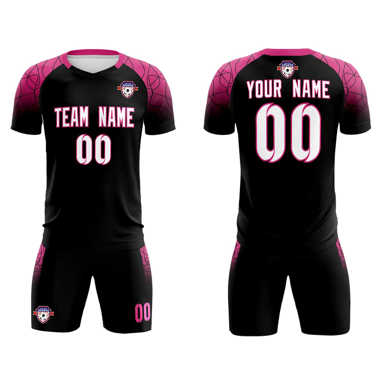 Custom Black Classic Soccer Training Kit Jersey For Adults/Kids