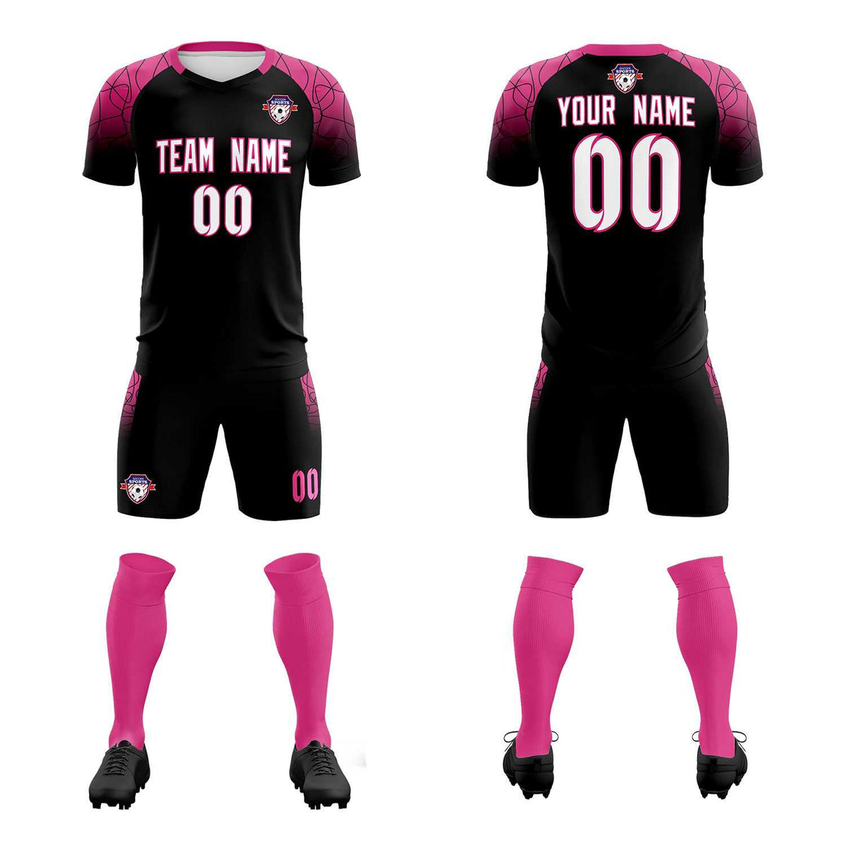 Custom Black Classic Soccer Training Kit Jersey For Adults/Kids