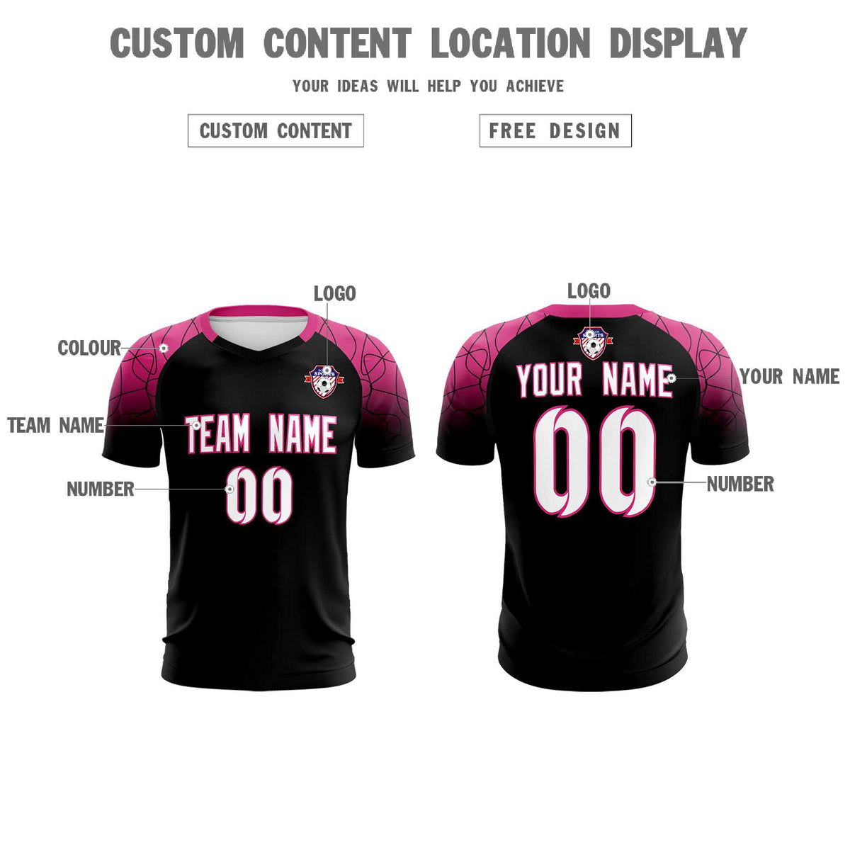Custom Black Classic Soccer Training Kit Jersey For Adults/Kids