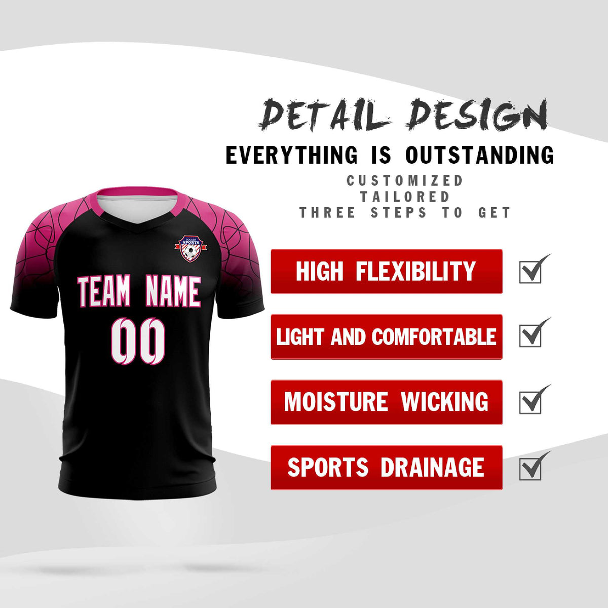 Custom Black Classic Soccer Training Kit Jersey For Adults/Kids