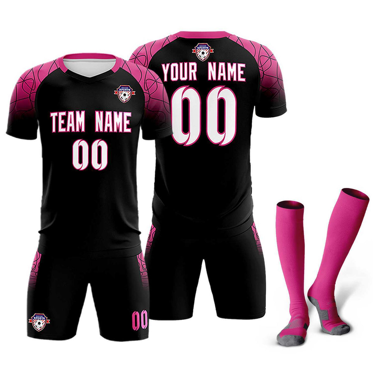 Custom Black Classic Soccer Training Sets Jersey For Adults/Kids