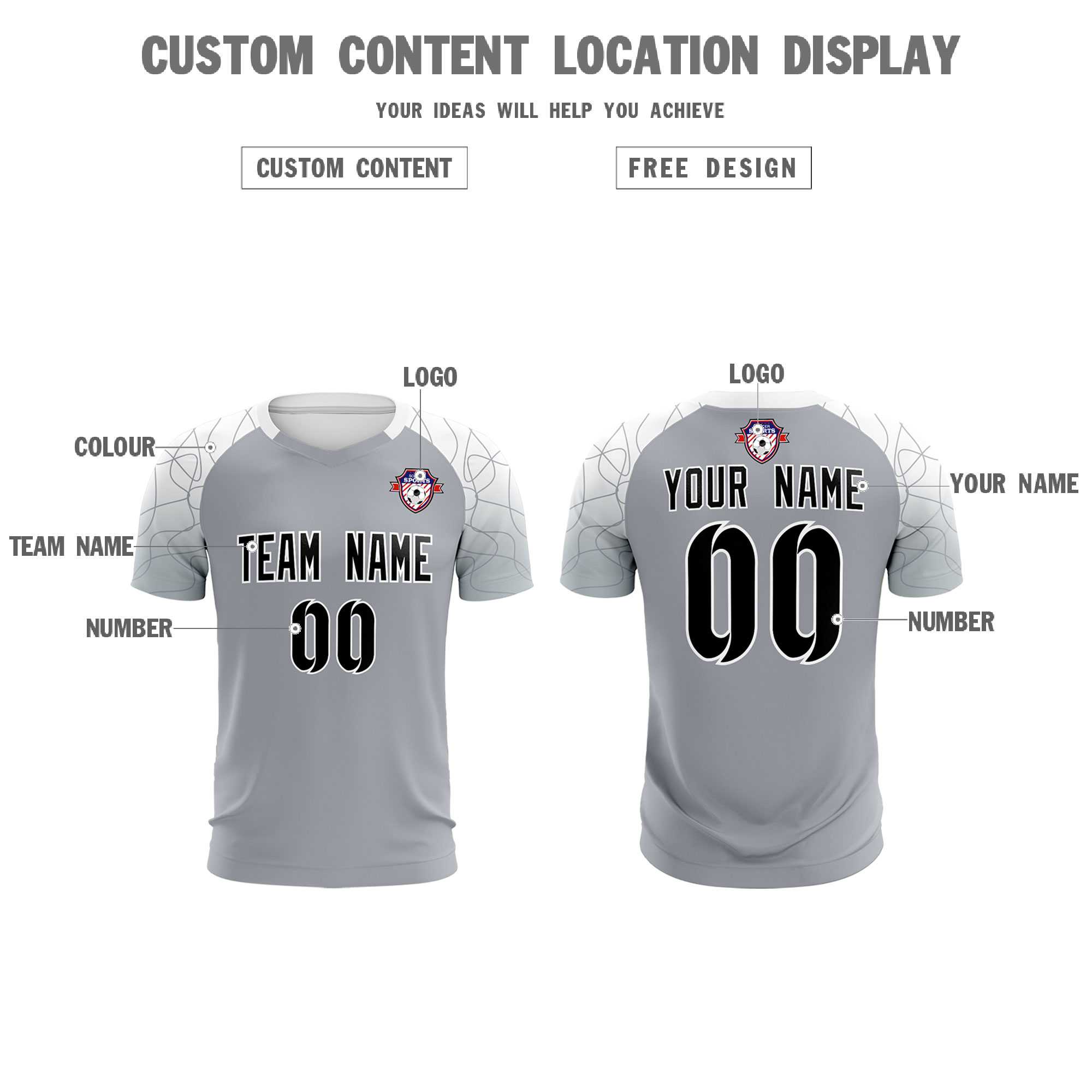 Custom Silver Classic Soccer Training Sets Jersey For Adults/Kids