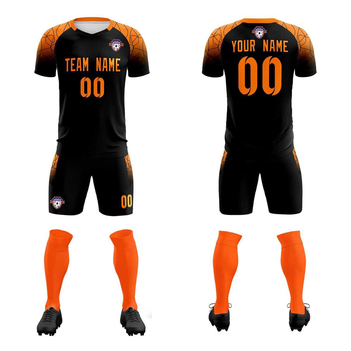 Custom Black Classic Soccer Training Kit Jersey For Adults/Kids