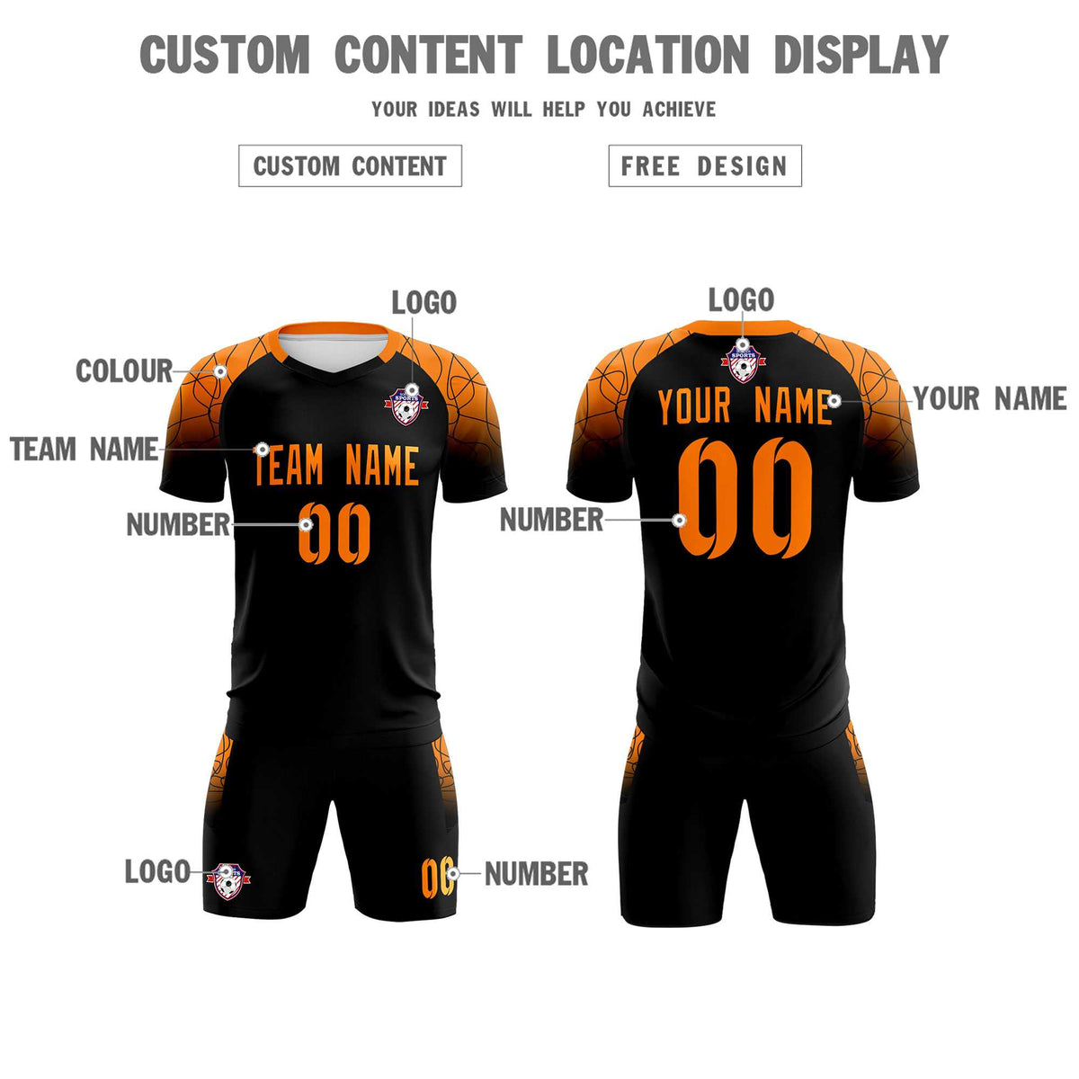 Custom Black Classic Soccer Training Sets Jersey For Adults/Kids