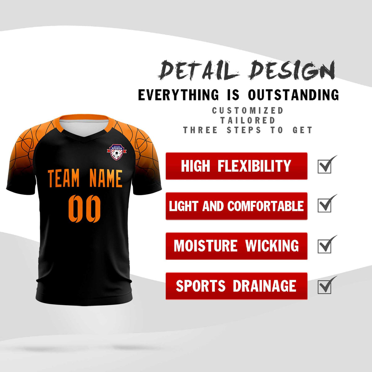 Custom Black Classic Soccer Training Kit Jersey For Adults/Kids