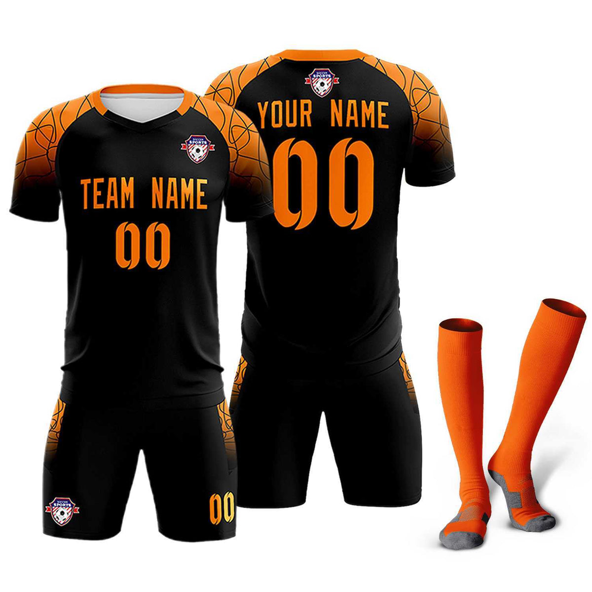 Custom Black Classic Soccer Training Kit Jersey For Adults/Kids