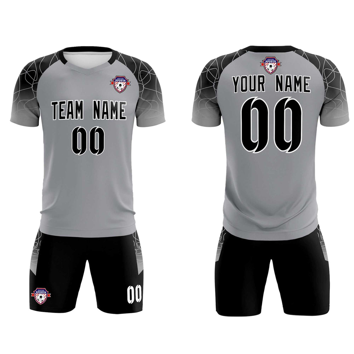 Custom Silver Classic Soccer Training Sets Jersey For Adults/Kids